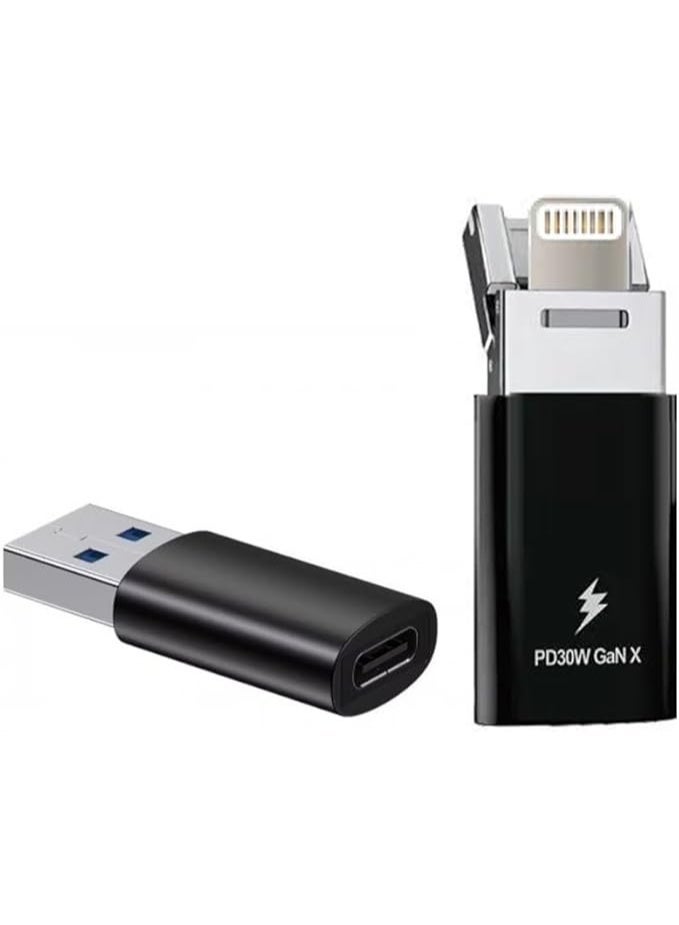 جو-ديز محول OTG صغير 3 في 1 – من مدخل سي الى منفذ يو أس بي + منفذ شحن لايتننج أبل – شحن سريع PD 30 واط  – محول صغير مدمج للأجهزة الذكية واللابتوبات - Image 5