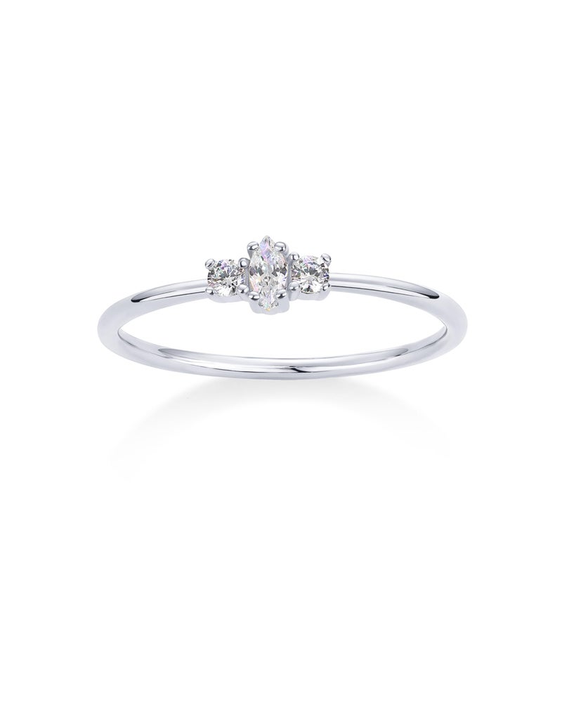 PAVOI Rhodium Plated Marquise Mini Cubic Zirconia Stackable Ring for Women | Stacking Thin Band for Women | Size 6 - Image 3
