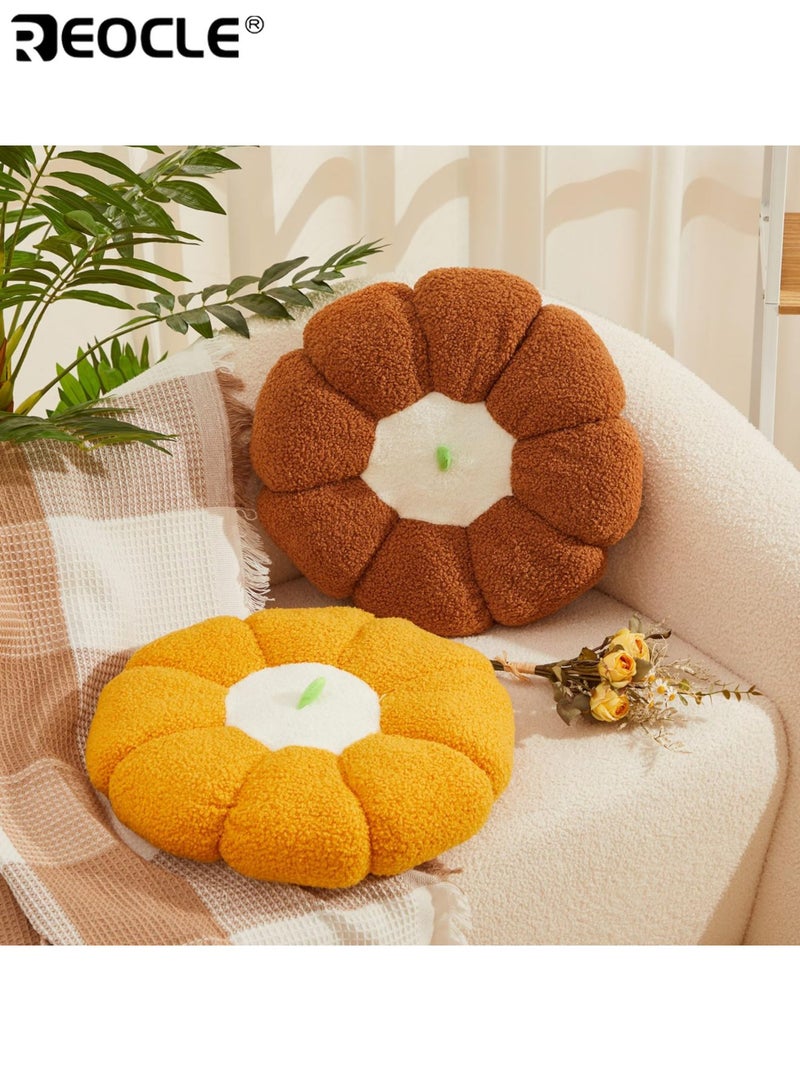 REOCLE Pumpkin Floor Cushion with Back Support & Thick Padding Large Tatami Seat Pad with Soft Filling & Non-Slip Base for Living Room Bedroom Floor Sitting - Image 2