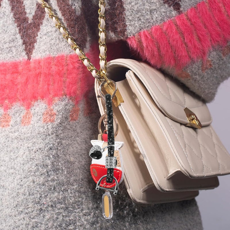 LABRIMP Cute Rhinestone Keychain with Black Woven Lanyard for Women, Car Key Holder and Decorative Key Fob Accessory with Crystal Tear Drop Design - Image 5