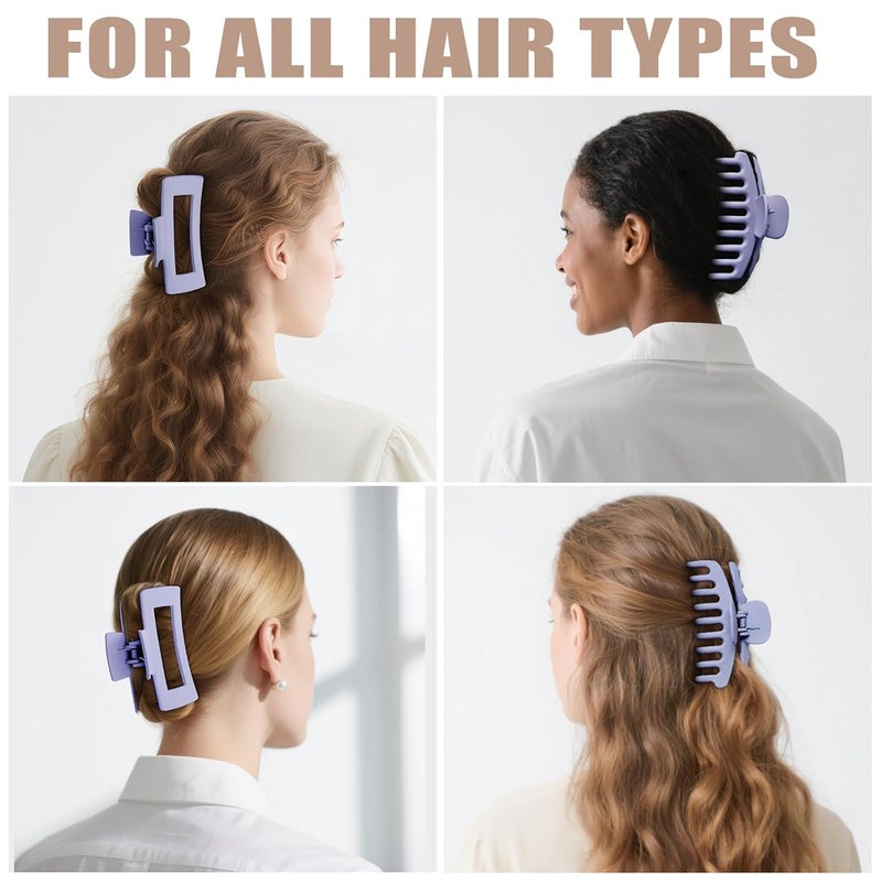 TOCESS Hair Claw Clips for Women - Large 8PK Neutral Matte Jumbo Square Hair Clips for Thick, Thin, Long, Short, Curly Hair Girls, Big Jaw Clip Set for Daily Use(Lavender Purple) - Image 5