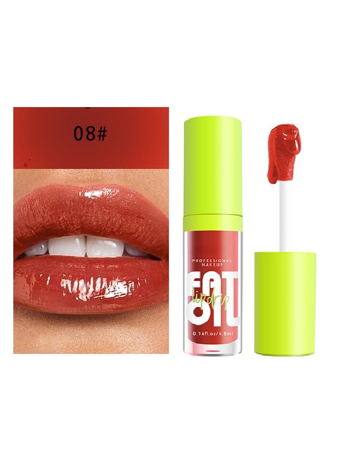 Julystar Plump Lips Fat Perks, Lip Glow Oil Deep Nourishing Moisturizing Glossy Long Lasting Lightweight Non Sticky Portable Lip Oil Lip Care to Fade Lines and Exfoliate Dead Skin for Women 4.8 ml (#08)  - Image 2