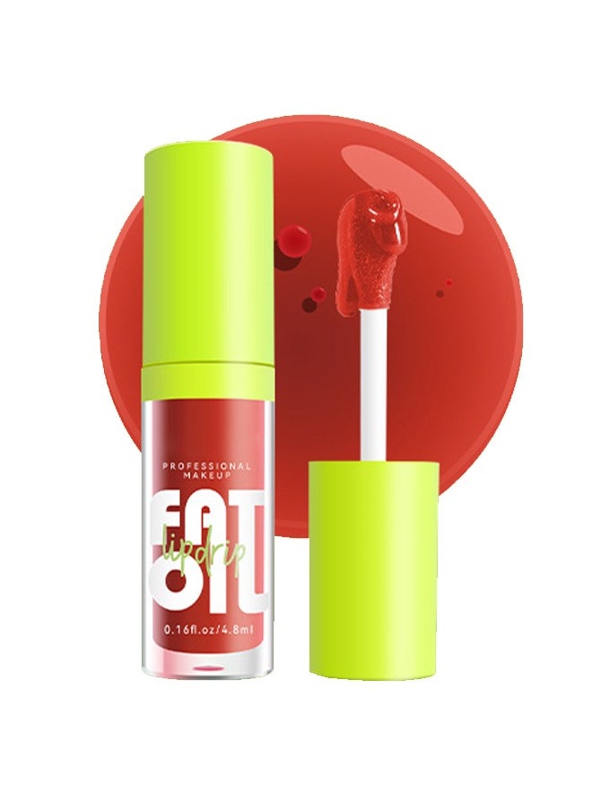 Julystar Plump Lips Fat Perks, Lip Glow Oil Deep Nourishing Moisturizing Glossy Long Lasting Lightweight Non Sticky Portable Lip Oil Lip Care to Fade Lines and Exfoliate Dead Skin for Women 4.8 ml (#08)  - Image 3