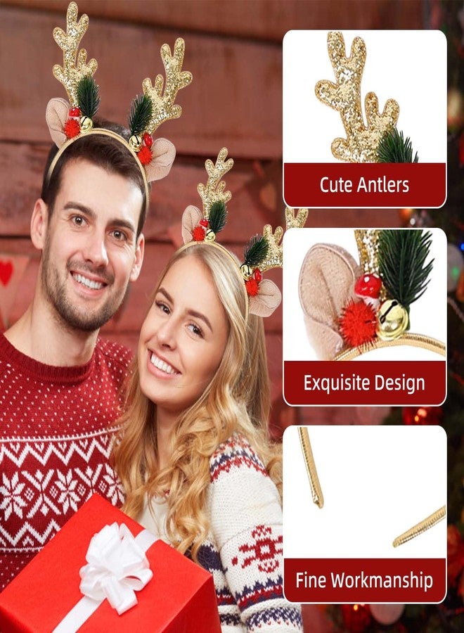 Gorbgle Reindeer Antler Headband for Christmas, Festive Deer Ears Headwear for Women Men, Soft & Adjustable Christmas Party Headbands for Holiday Photo Props, Cosplay Costume Hair Accessories - Image 3