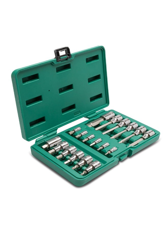 SATA ST09053SJ 18-Piece 1/4" and 1/2" Drive Hex Bit Socket Set - Image 1