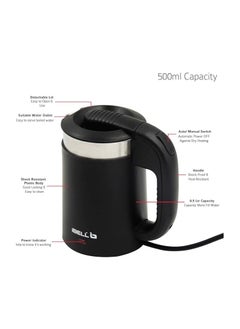 iBELL IBELL Sek105Bl Electric Kettle 500 Ml With Removable Lid,950 Watt,Auto Cut Off Function,Stainless Steel With Insulation,2 Glasses Free,Double Wall Kettle (Black),950 Watts,0.5 Liter  - Image 4
