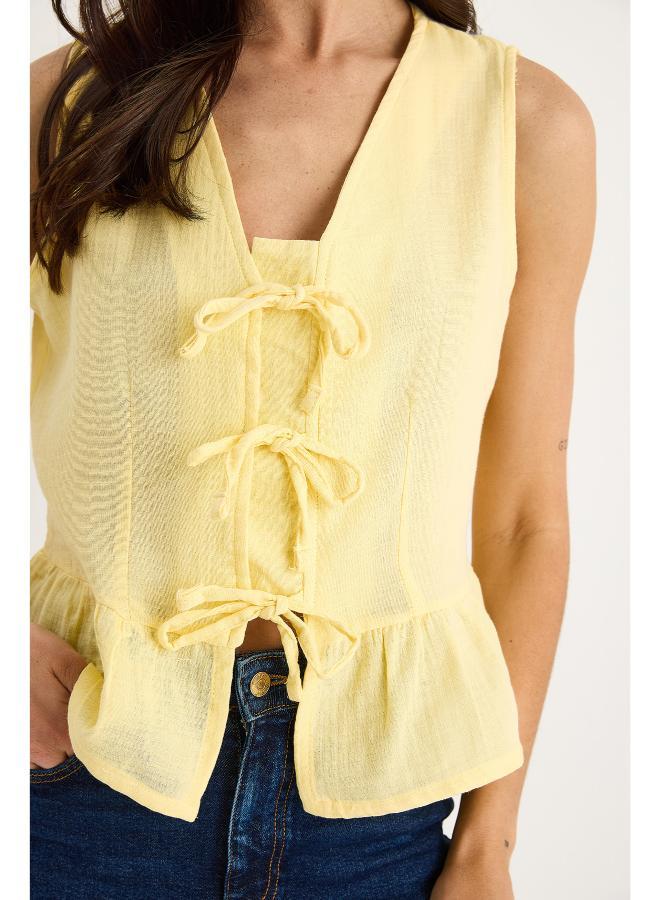 Ginger Bow Tie Up Detail Peplum Top - Image 5