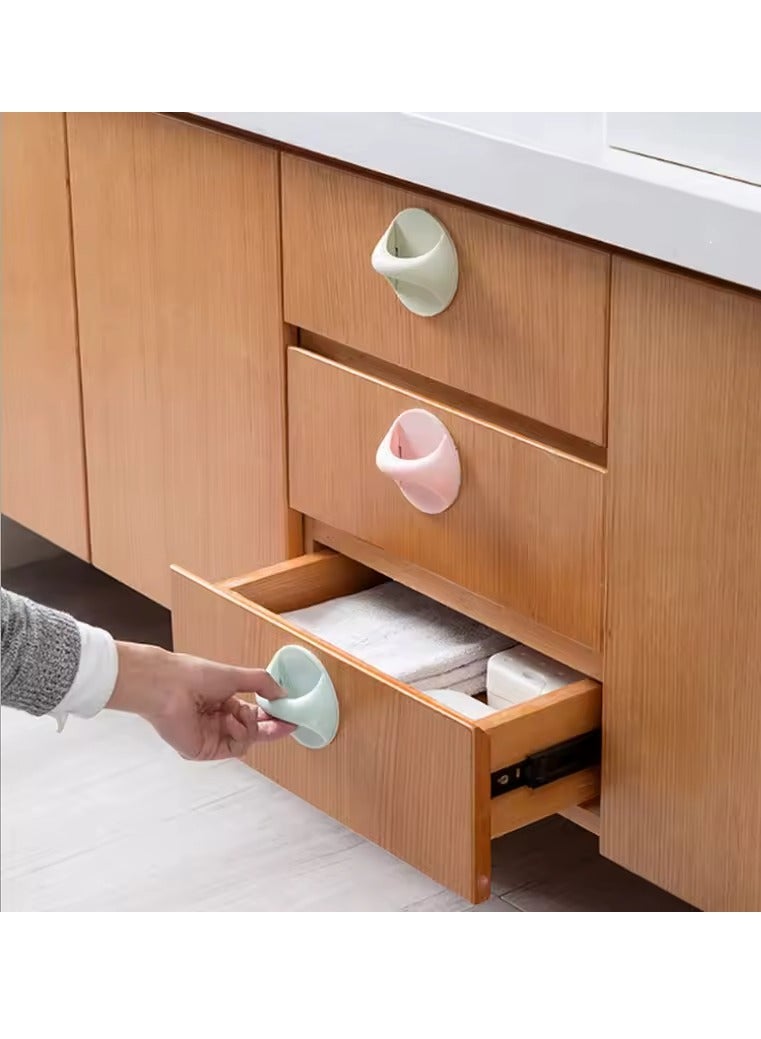 6pcs/set Simple Adhesive Pulls for Sliding Window, Cabinet, Kitchen, Drawer Doors Made of PVC Plastic - Image 2