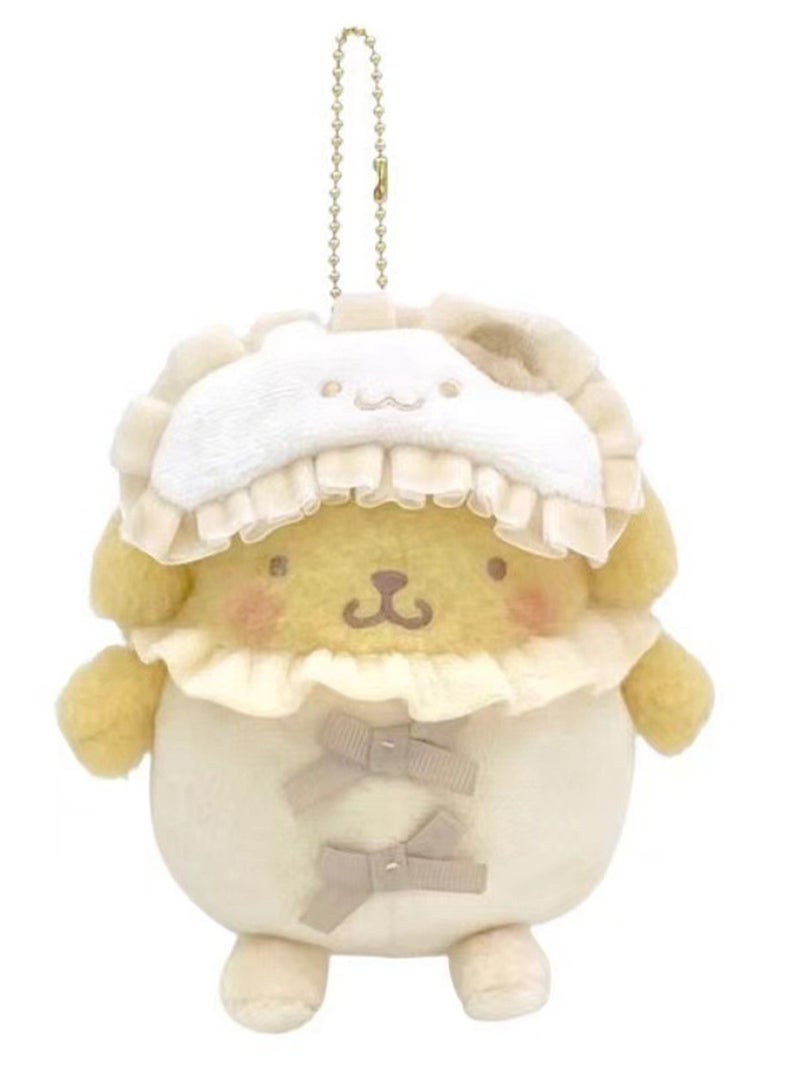 Cute Plush Pendant Eye Mask Pajamas Toy Keychain School Bag Pendant (Pudding Dog)  - Image 1