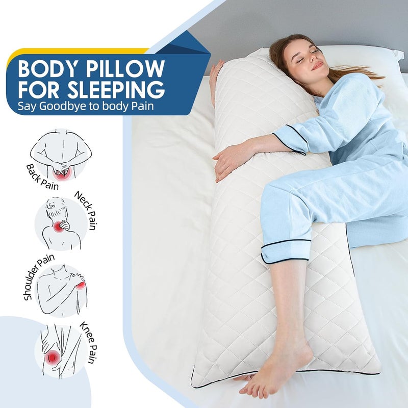 MAGIC ELEPHANT Body Pillow, Memory Foam Body Pillow for Adults, Long Pillow for Bed and Sleeping, Full Long Bed Pillow (White-Without Cover, 20x54 Inch) - Image 4