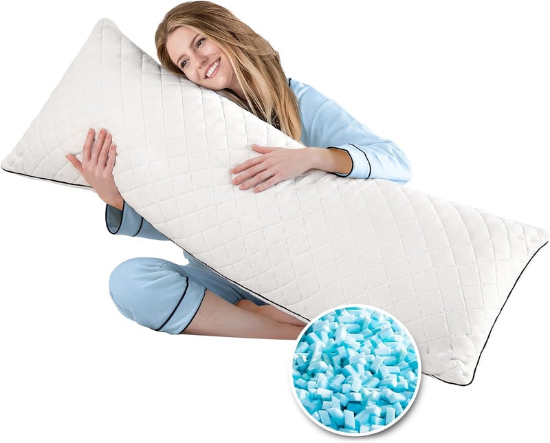 MAGIC ELEPHANT Body Pillow, Memory Foam Body Pillow for Adults, Long Pillow for Bed and Sleeping, Full Long Bed Pillow (White-Without Cover, 20x54 Inch) - Image 1