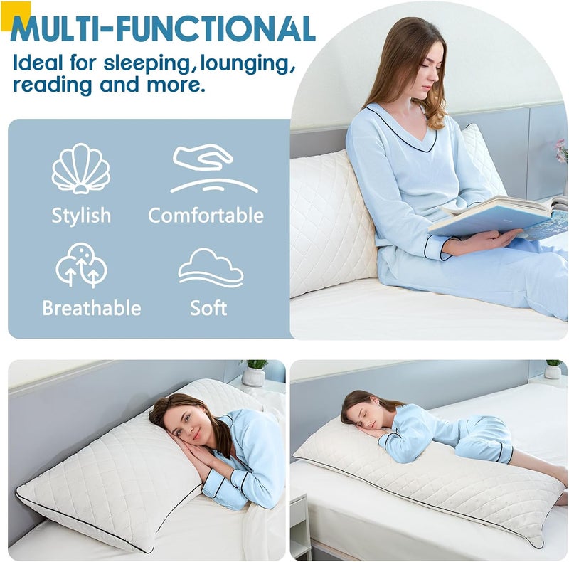 MAGIC ELEPHANT Body Pillow, Memory Foam Body Pillow for Adults, Long Pillow for Bed and Sleeping, Full Long Bed Pillow (White-Without Cover, 20x54 Inch) - Image 3