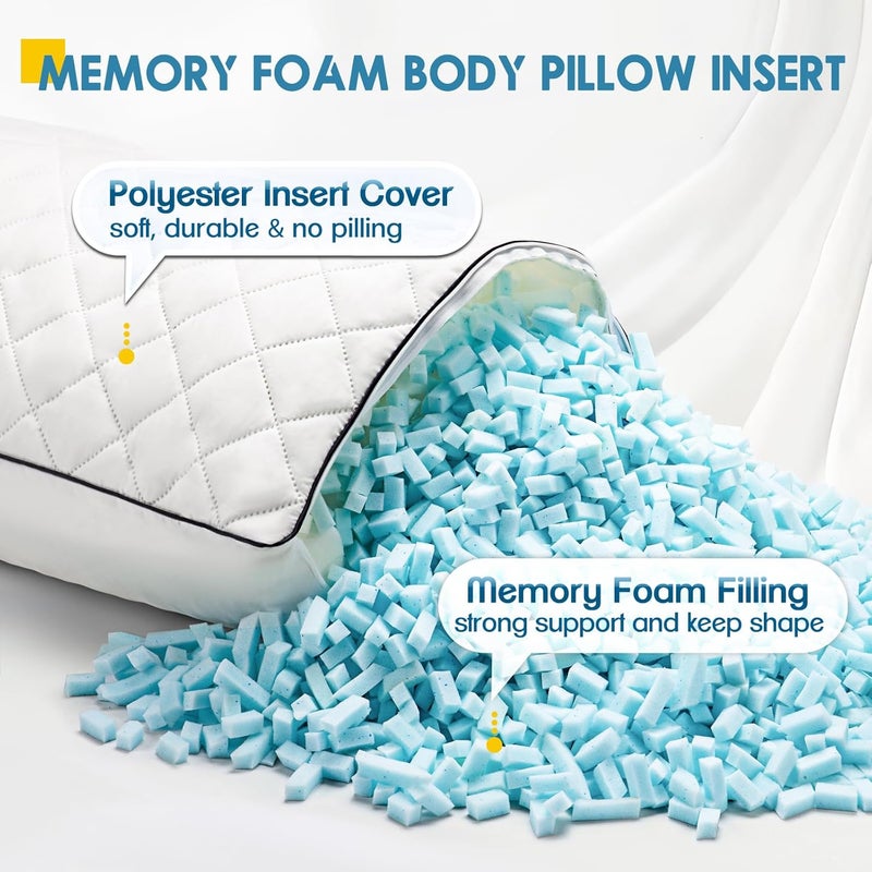 MAGIC ELEPHANT Body Pillow, Memory Foam Body Pillow for Adults, Long Pillow for Bed and Sleeping, Full Long Bed Pillow (White-Without Cover, 20x54 Inch) - Image 2