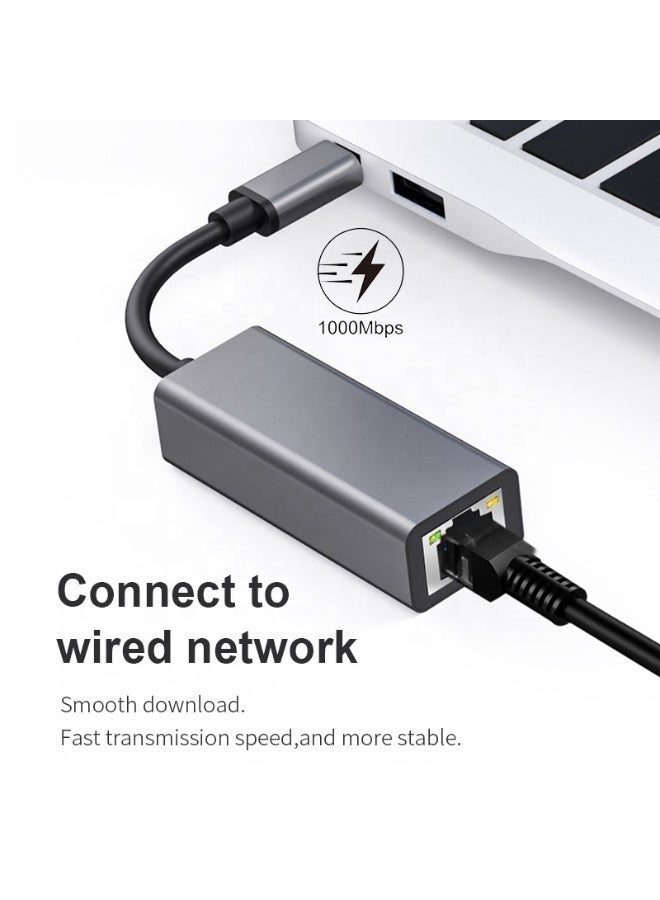 BAIKO B078 USB-C to Gigabit Ethernet Adapter, USB 3.1 Type-C LAN Network Card RJ45 Adapter with 10/100/1000Mbps High-Speed Internet for PC, Laptop, MacBook & Type-C Devices - Image 2