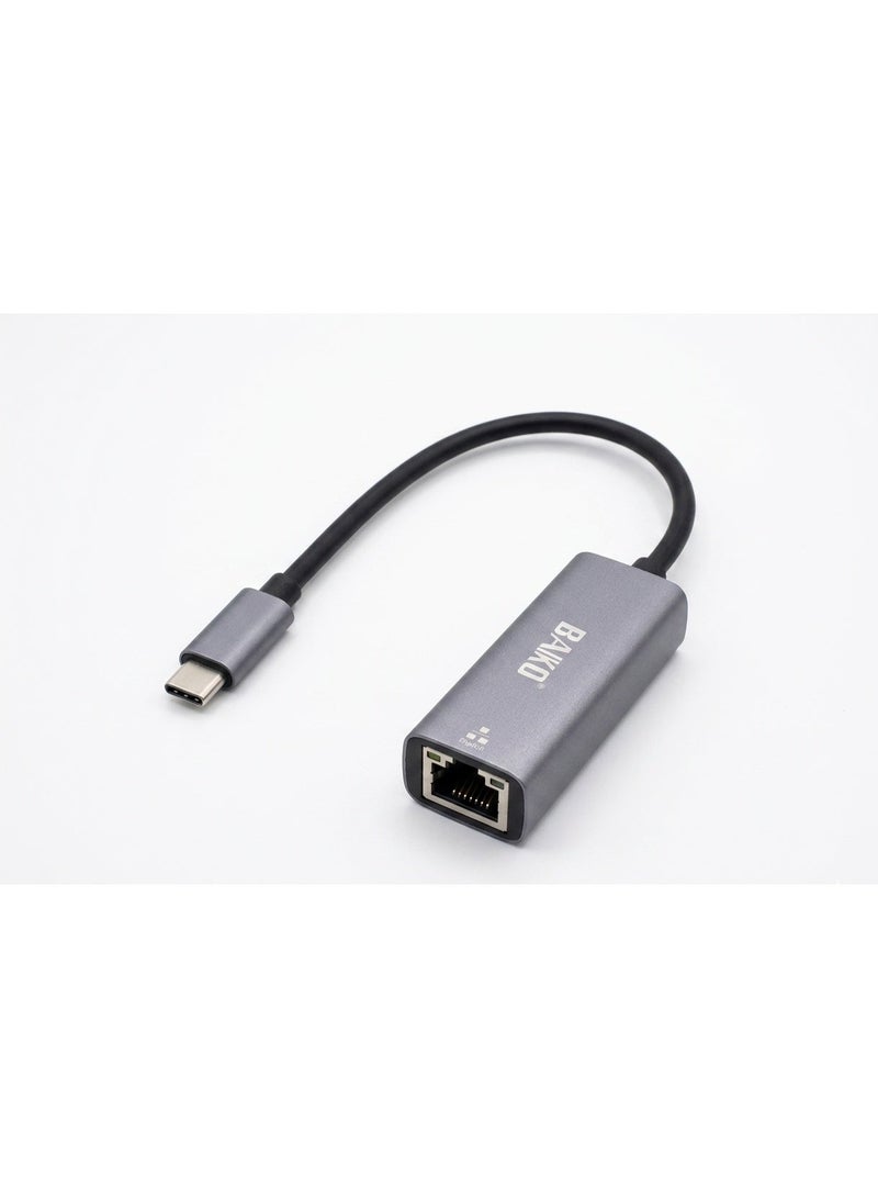 BAIKO B078 USB-C to Gigabit Ethernet Adapter, USB 3.1 Type-C LAN Network Card RJ45 Adapter with 10/100/1000Mbps High-Speed Internet for PC, Laptop, MacBook & Type-C Devices - Image 1