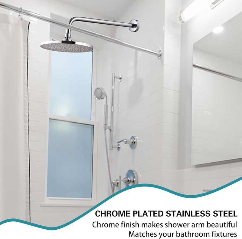 Enoughmen 12 Inch Shower Arm with Flange,Stainless Steel 90 Degree Rain Shower Head Extension Arm,Wall-Mounted Shower Head Arm for Fixed Shower Head,Chrome - Image 3