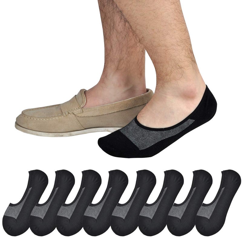 JORMATT 8 Pairs Mens Women Genuine No Show Socks Boys Sneaker Shoes Mesh Knit Low Cut Athletic Cotton Socks Non Slip, Men Shoe size 6-10
