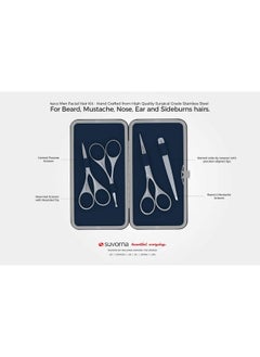Suvorna Premium Beard & Mustache Scissors Set/Kit With Beard Scissors For Men - Grooming Scissors Men/Facial Hair Scissors/Nose Scissors - Eyebrow Scissors - Slant Tweezers (4 Pcs Blue)  - Image 3