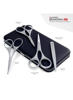 Suvorna Premium Beard & Mustache Scissors Set/Kit With Beard Scissors For Men - Grooming Scissors Men/Facial Hair Scissors/Nose Scissors - Eyebrow Scissors - Slant Tweezers (4 Pcs Blue)  - Image 2
