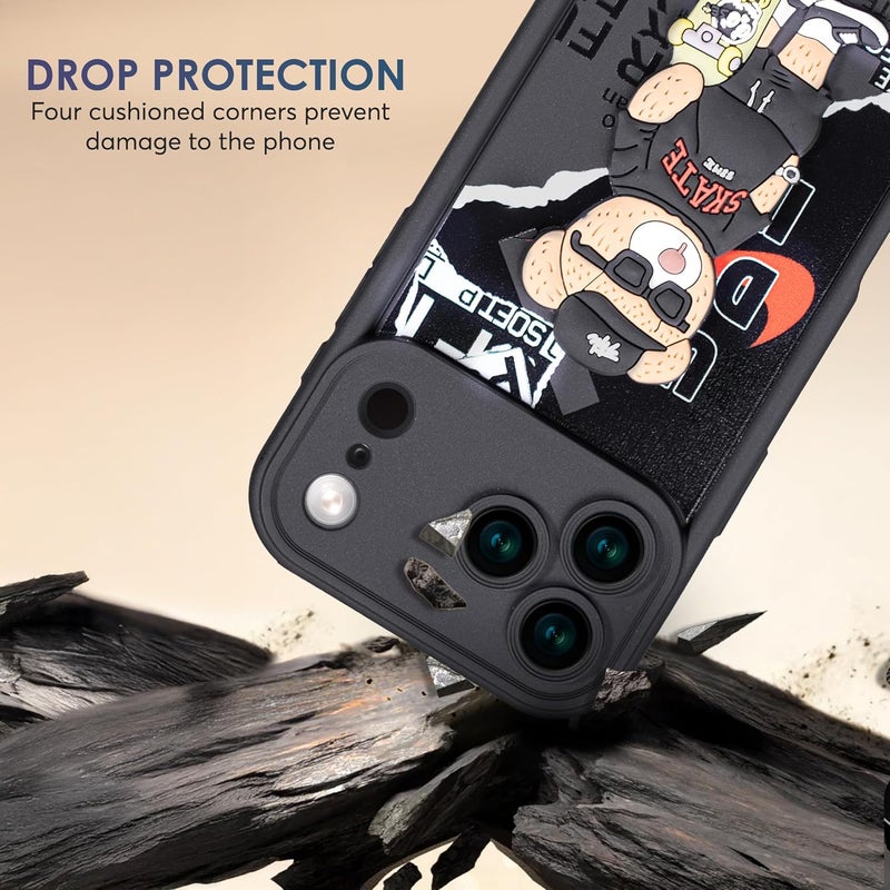 Enflamo for iPhone 17 Pro MAX Case Matte Back Silicone Cover 3D Designed | Camera Bump Protection (Black) - Image 4