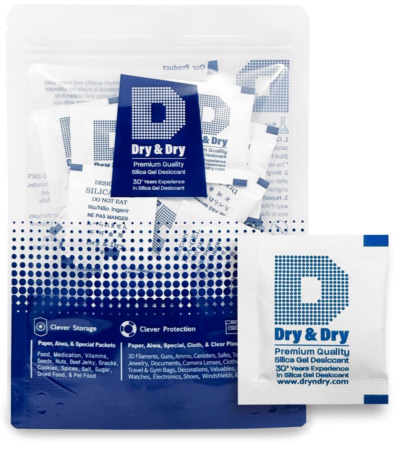 Dry & Dry حزم هلام السيليكا الجاف 3 جرام [50 حزمة] - قابلة لإعادة الشحن (آمنة للطعام) - Image 1