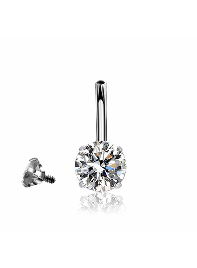 HQLA 14G Belly Button Rings Surgical Stainless Steel Round Cubic Zirconia Navel Barbell Stud Body Piercing, 10mm, Crystal, cubic-zirconia - Image 3