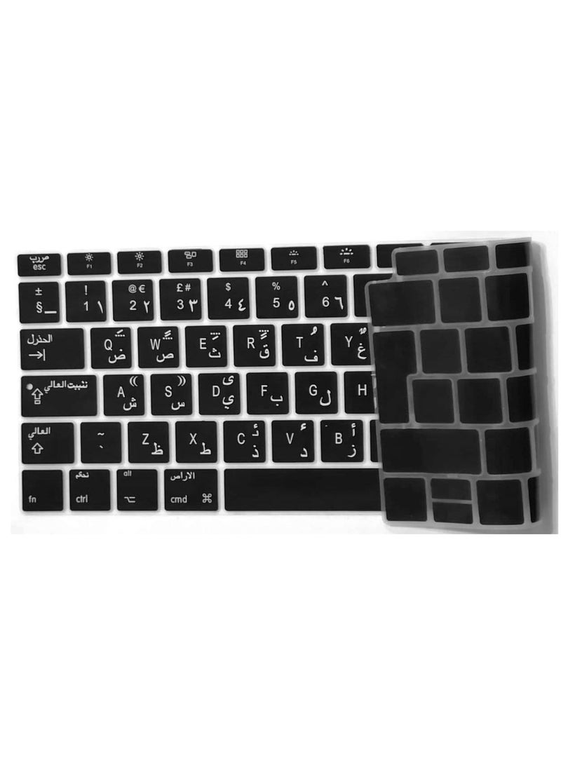 أمم UK Layout Arabic English Keyboard Cover Compatible with Only MacBook New Air 13-Inch with Retina Display and Touch ID Model A1932 Release 2018 and 2019 Black - Image 3