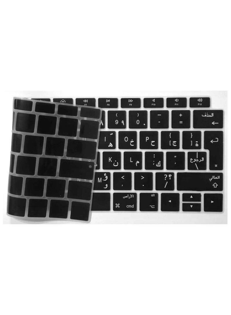 أمم UK Layout Arabic English Keyboard Cover Compatible with Only MacBook New Air 13-Inch with Retina Display and Touch ID Model A1932 Release 2018 and 2019 Black - Image 4