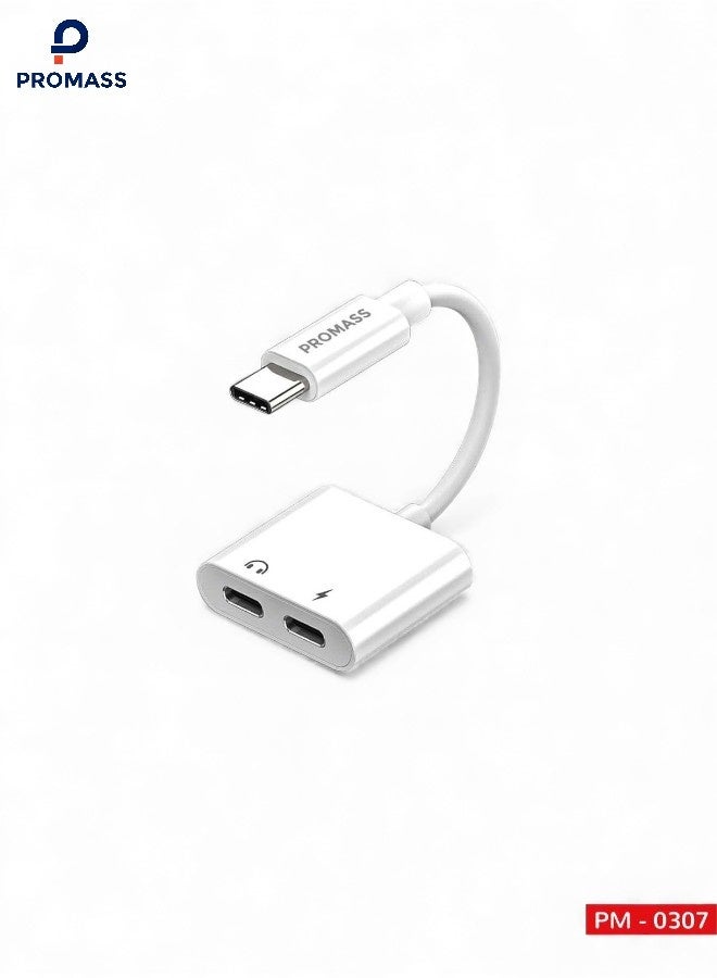 بروماس محول صوت وشاحن مزدوج مقبس سماعة راس 2 في 1 مقسم USB C الى ومحول شحن متوافق مع سلسلة ايفون 17/16/15 وجالكسي S25/S24/S23 Ultra وهواوي وغيرها من الموبايلات - Image 1