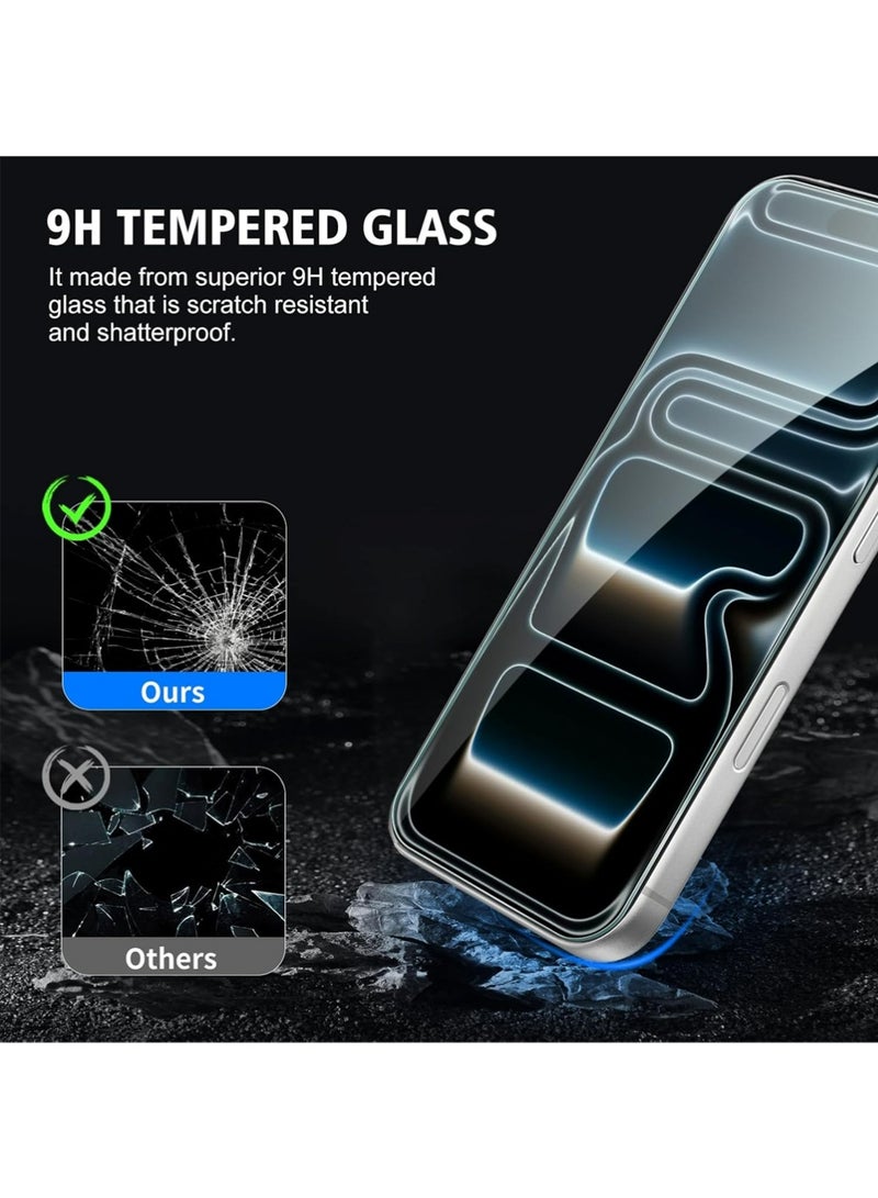 X-level 2+2 Pack compatible with iPhone 17 Pro Screen Protector Tempered Glass with Camera Lens Protector, Protection Film with Easy Installation Frame, 9H Hardness, Scratch Resistant, Case Friendly ﻿ - Image 4