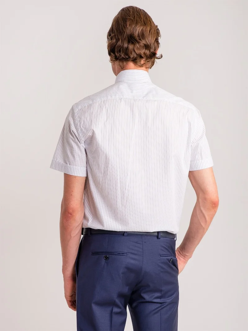 دوفي White Men's Regular Fit Elton Button Collar Short Sleeve Shirt