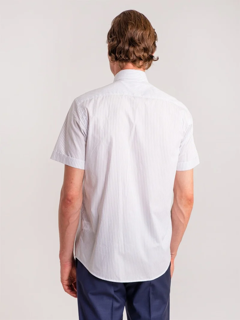 دوفي White Men's Regular Fit Elton Button Collar Short Sleeve Shirt