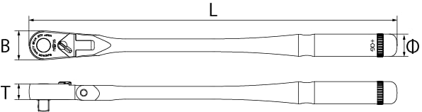 KTC Kyoto Machine Tools (KTC) Neplos 9.5sq. Long Flex Ratchet Handle NBR390AFL - Image 2