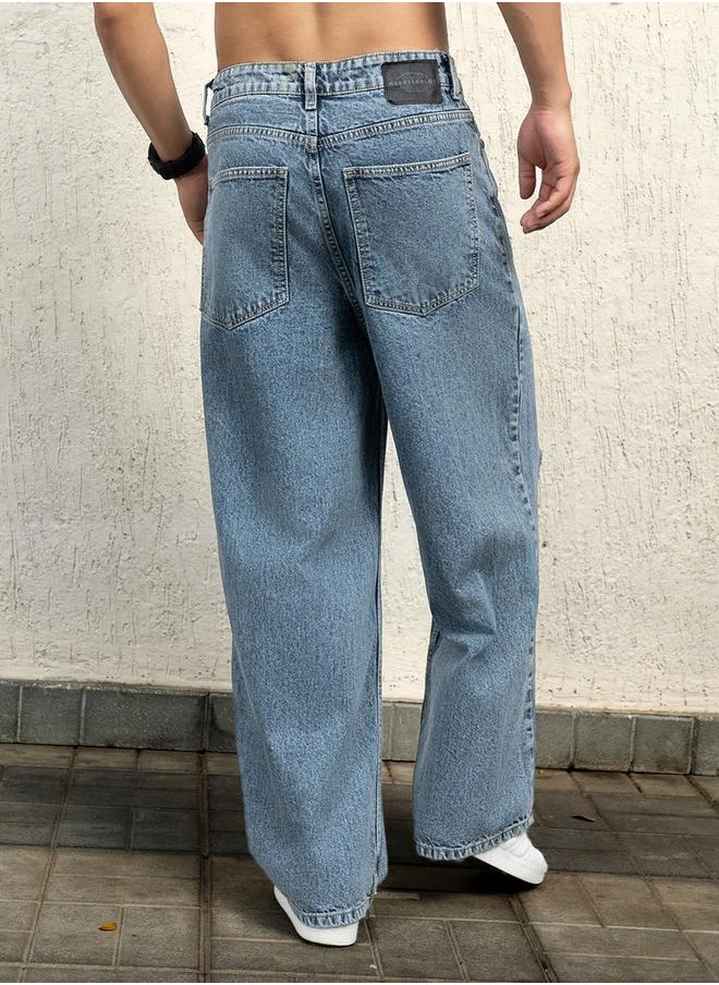 Hubberholme Mid Rise Baggy Fit Ripped Jeans