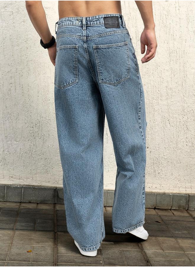 Hubberholme - Mid Rise Baggy Fit Ripped Jeans by Styli - Image 1