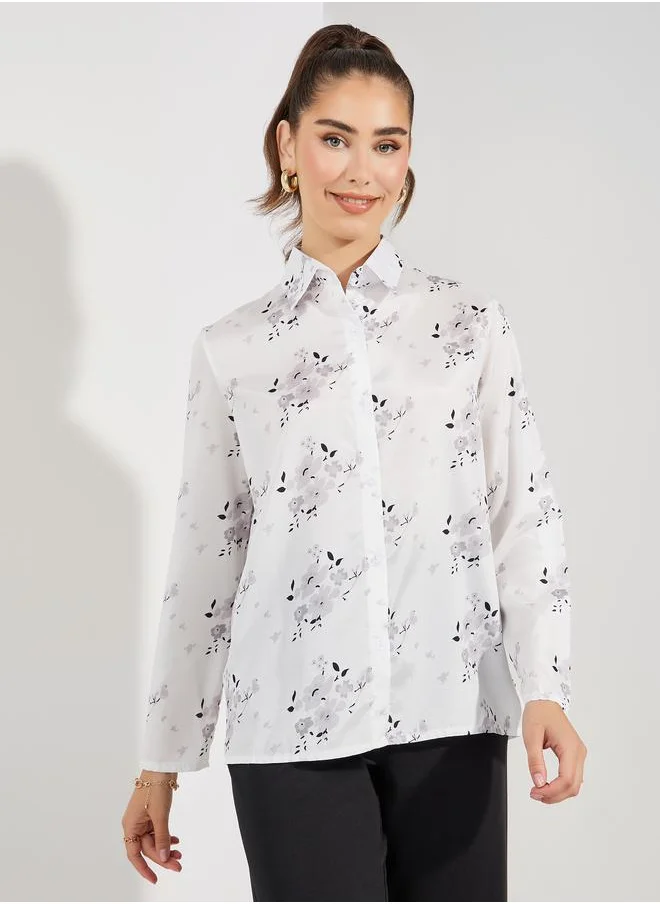 Styli Floral Print Long Sleeves Shirt