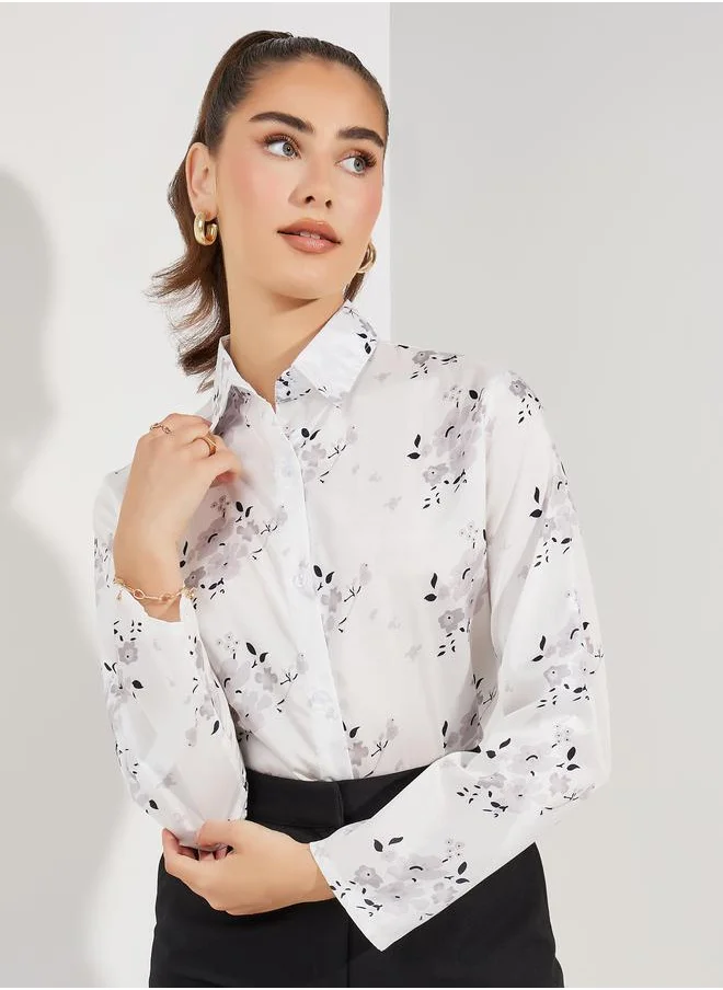 Styli Floral Print Long Sleeves Shirt