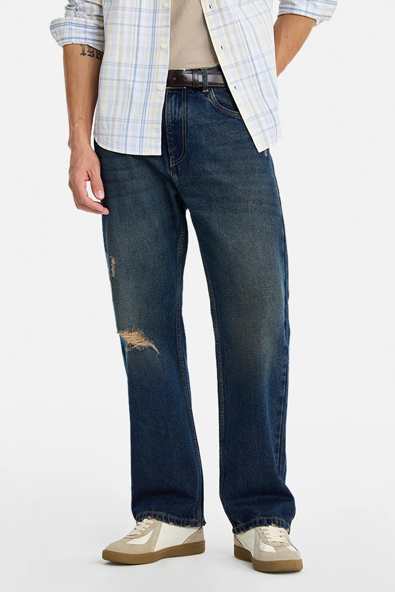 سنيتش Indigo Solid Straight Fit Jeans