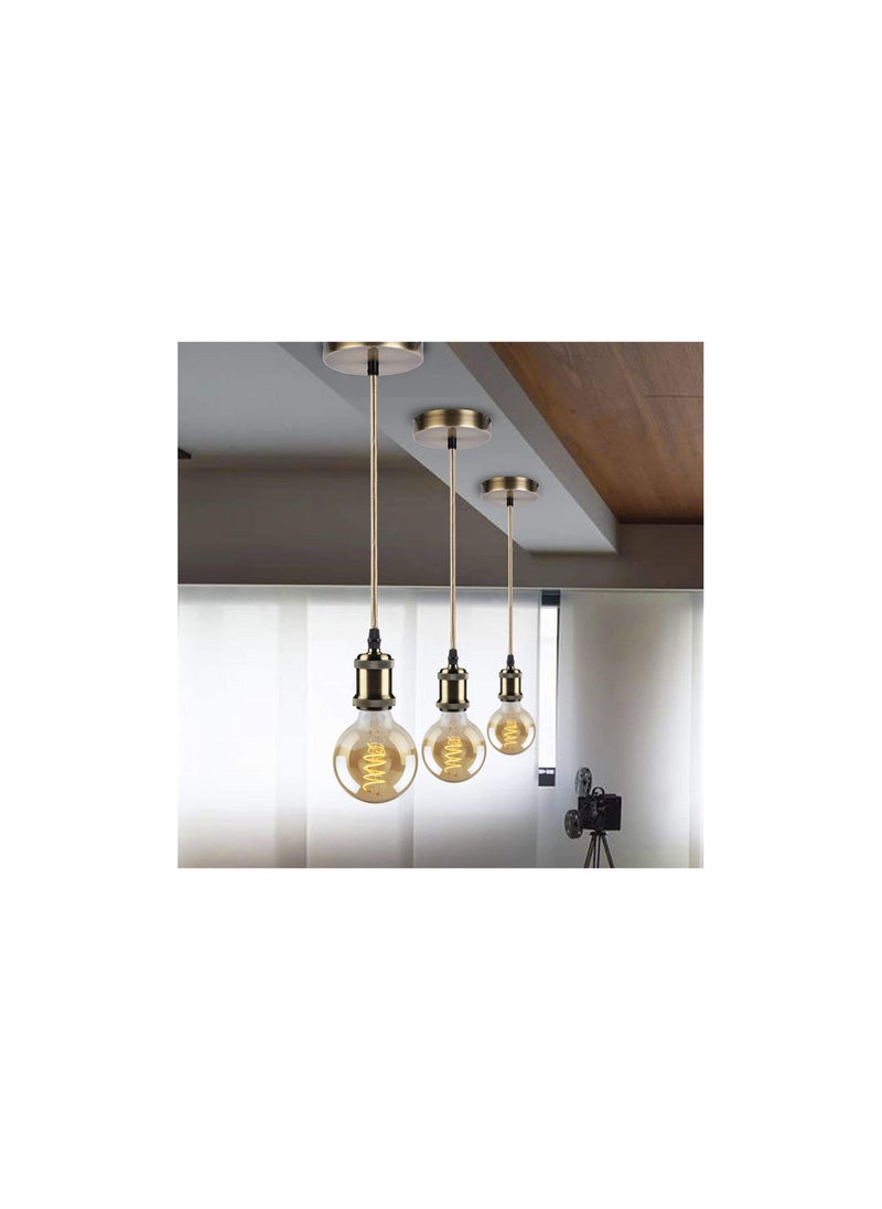 SYOSI - Ceiling Pendant & Lamp Holder, Metal Pendant Light Fitting, E27 Lamp Holder, Fitting Set with Braided Fabric Cable - Image 1
