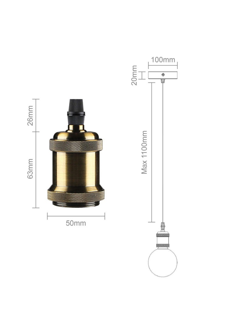SYOSI - Ceiling Pendant & Lamp Holder, Metal Pendant Light Fitting, E27 Lamp Holder, Fitting Set with Braided Fabric Cable - Image 1