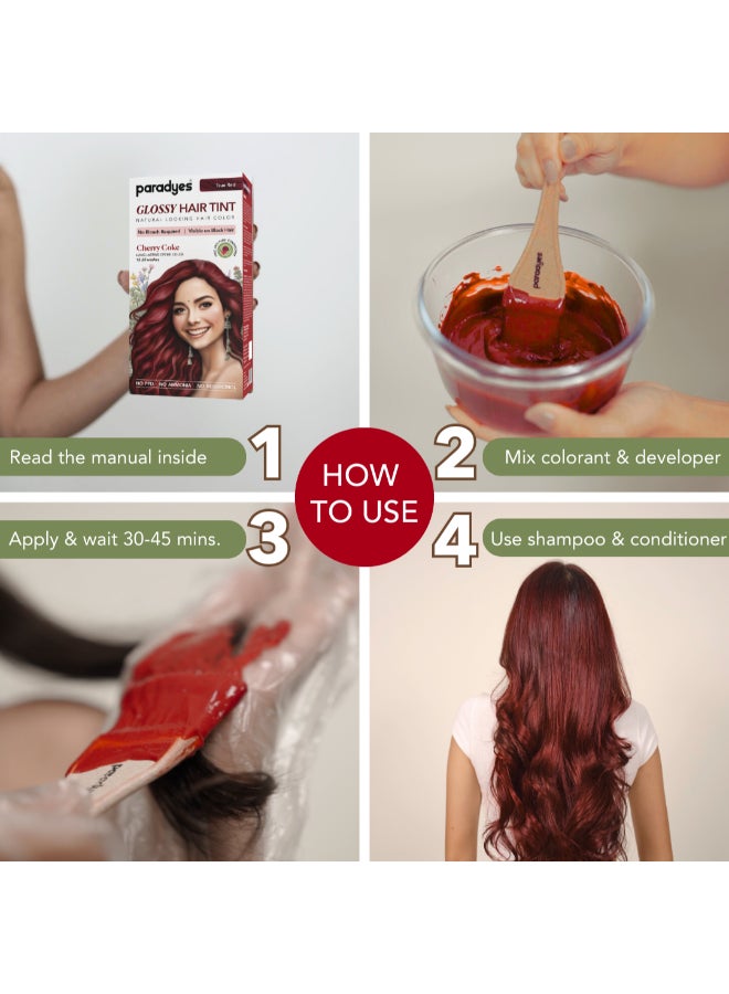 Paradyes No Bleach Cherry Coke Glossy Hair Tint, Ammonia-Free Formula for Natural Black Hair, Visible on Natural Black Hair, Includes Anti-Fade Conditioner for Long-Lasting Shine, 6.6 True Red - Image 5