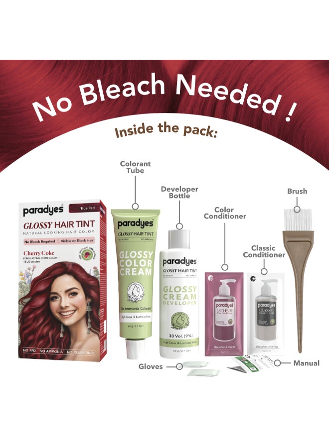 Paradyes No Bleach Cherry Coke Glossy Hair Tint, Ammonia-Free Formula for Natural Black Hair, Visible on Natural Black Hair, Includes Anti-Fade Conditioner for Long-Lasting Shine, 6.6 True Red - Image 3