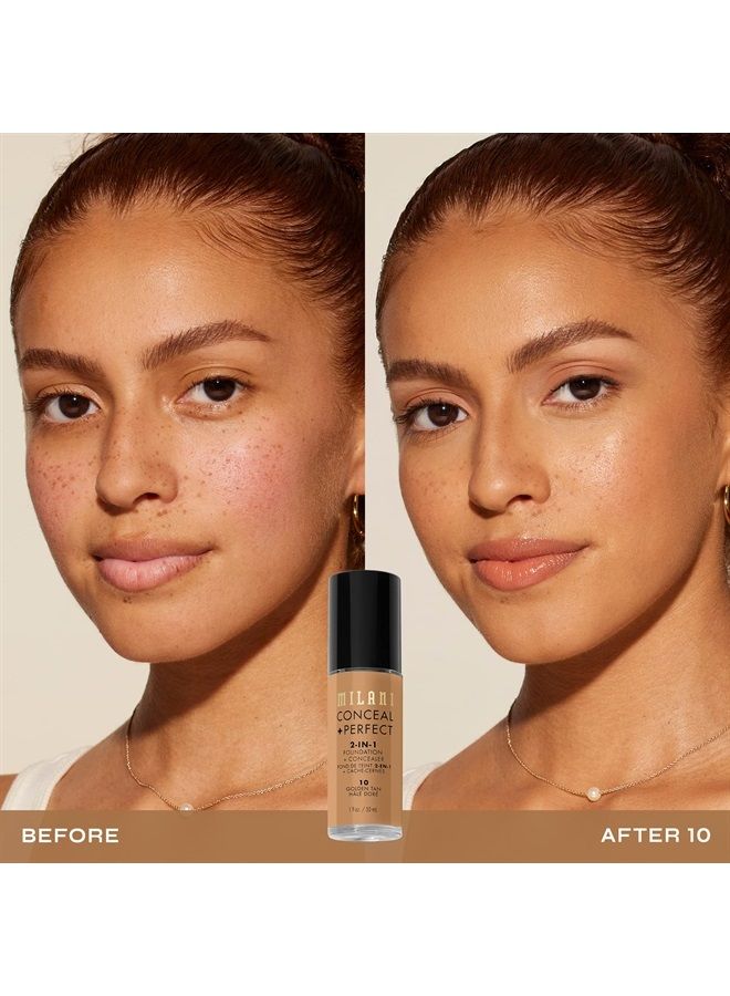 MILANI Conceal + Perfect 2-in-1 Foundation + Concealer - Golden Tan (1 Fl. Oz.) Cruelty-Free Liquid Foundation - Cover Under-Eye Circles, Blemishes & Skin Discoloration for a Flawless Complexion - Image 2