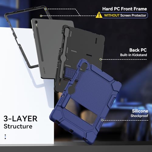 Cantis Case for Samsung Galaxy Tab S10 FE/ S9 FE 5G 10.9 Inch/Galaxy Tab S9 11 Inch 2023, Heavy Duty Shockproof Tablet Case Support S Pen, Navy Blue - Image 4