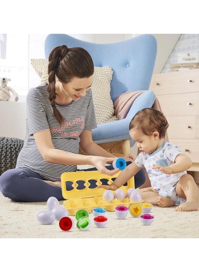 Matching Eggs - Toddler Toys - Educational Color & Recognition Skills Study Toys, for Learn Color & Shape Match Egg Set, for Age 2 Years Old and 2 Years Up Kid Baby Toddler Boy Girl.(12 Eggs) - Image 2