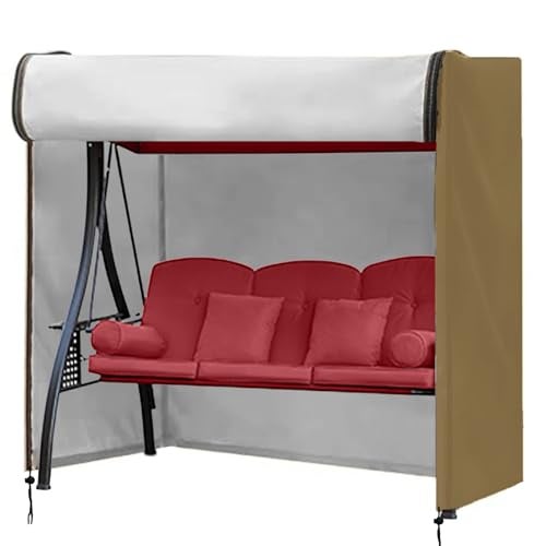 FLYMEI Outdoor Swing Cover 3 Seater Hammock Cover for Porch Swing Canopy Glider Chair and Other Patio Furniture Waterproof Windproof All Weather Protection 87 L x 49W x 67H - Image 1