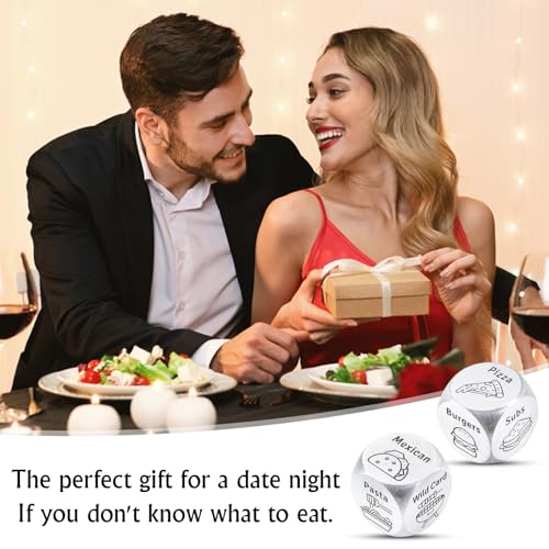 FOOZDEEVAAQ 2 PCS Food Dice Game Fathers Day Presents for Husband Men Dad Food Decision Dinner Dice for Couple Graduation Gift for Him Her Anniversary Steel Gifts for Couple Gift for Girlfriend Boyfriend Birthday - Image 5