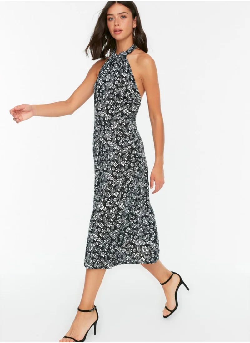 trendyol Halter Neck Floral Print Dress