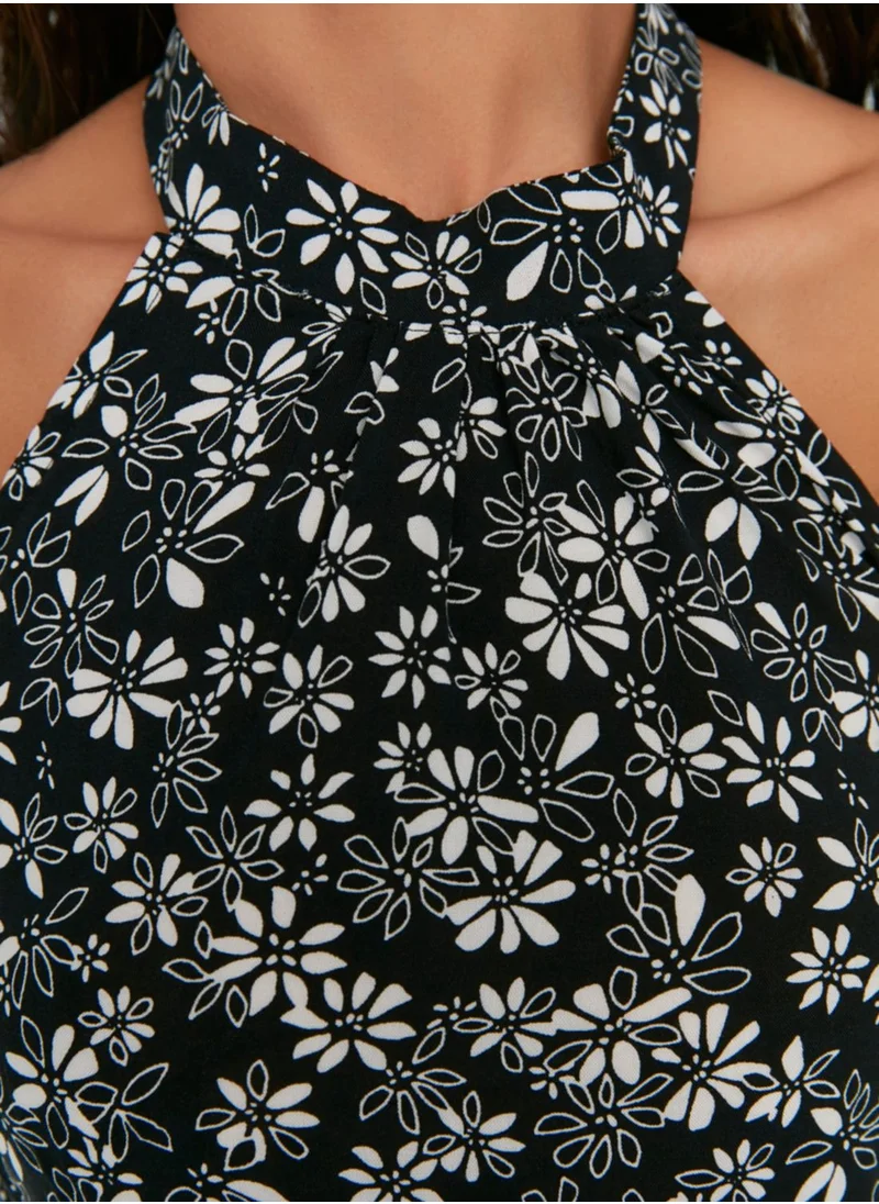 trendyol Halter Neck Floral Print Dress