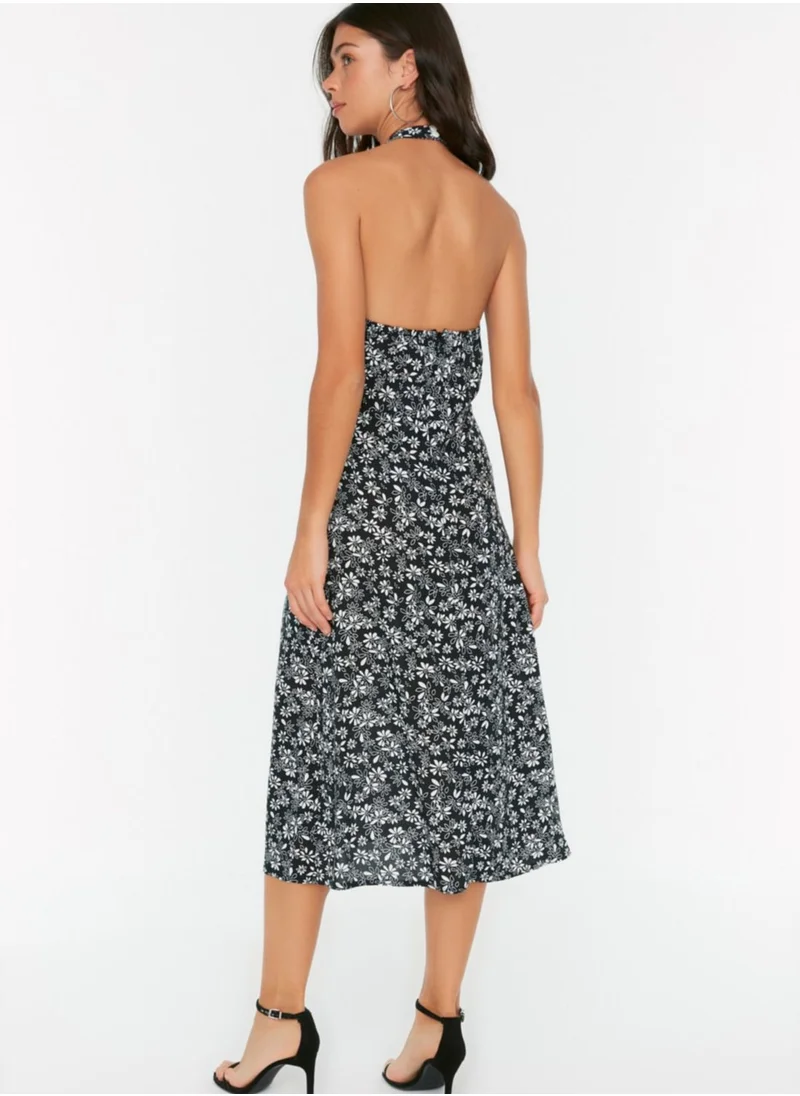 trendyol Halter Neck Floral Print Dress